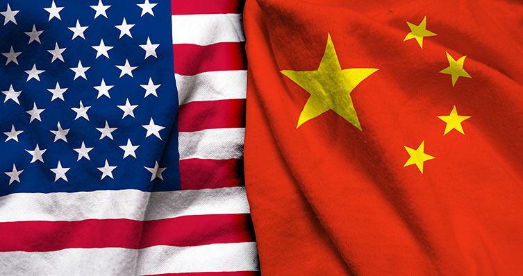 U.S. & China Flags